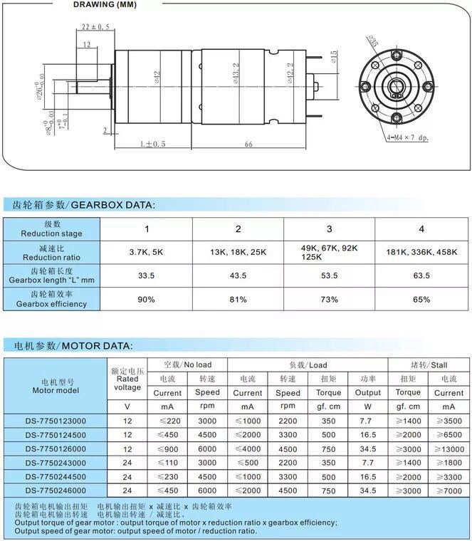 行星减速直流电机42 行星减速直流电机42